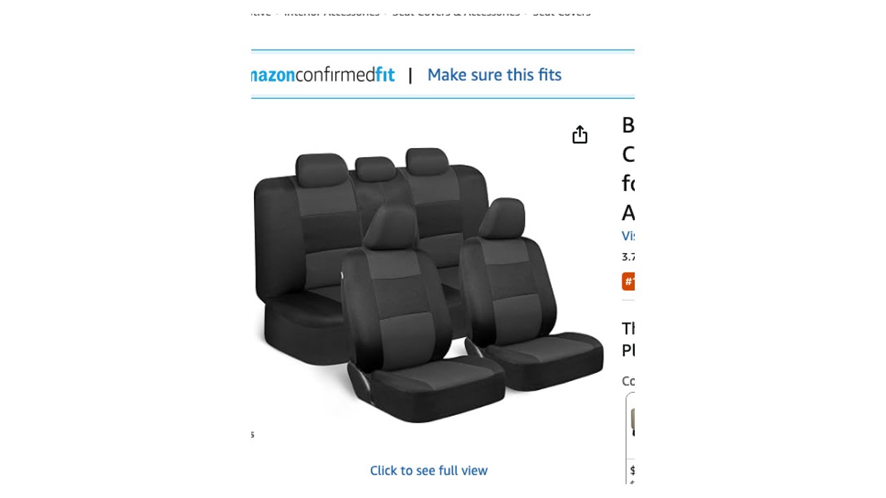 BDK PolyPro Car Seat Covers Full Set (Charcoal on Black)
