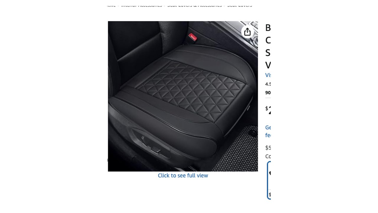 Black Panther Faux Leather Front Seat Bottom Cover (1 Piece)
